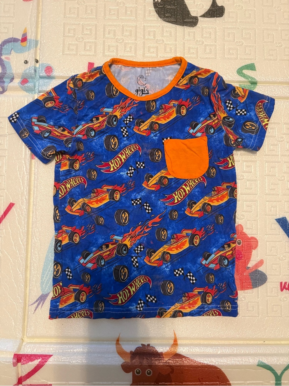 Kids' Blue & Orange Short Sleeve Tee